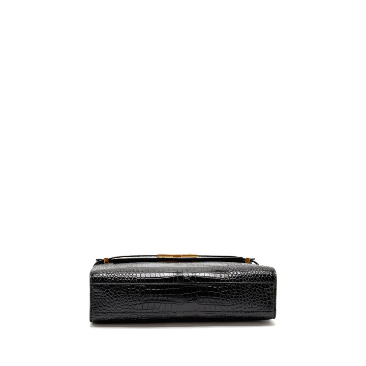 Saint Laurent medium Manhattan bag croc embossed calfskin black GHW