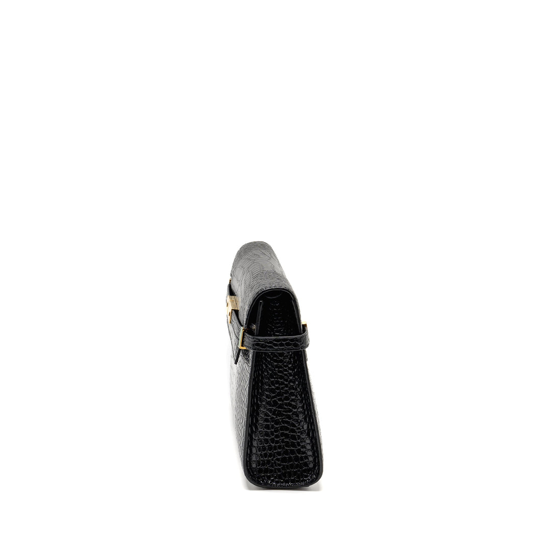 Saint Laurent medium Manhattan bag croc embossed calfskin black GHW
