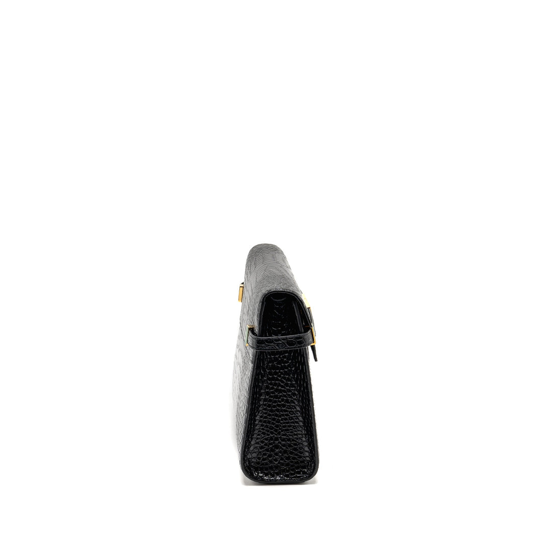 Saint Laurent medium Manhattan bag croc embossed calfskin black GHW