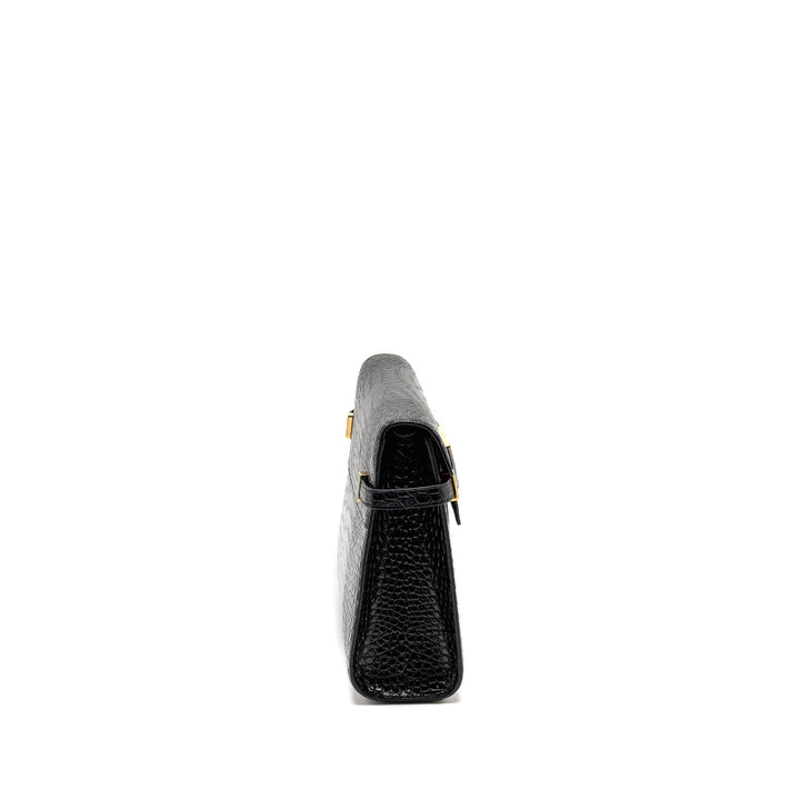 Saint Laurent medium Manhattan bag croc embossed calfskin black GHW