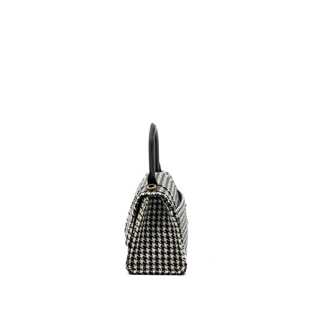 Top Quality Balenciaga Hourglass S Wool Houndstooth Black/White GHW