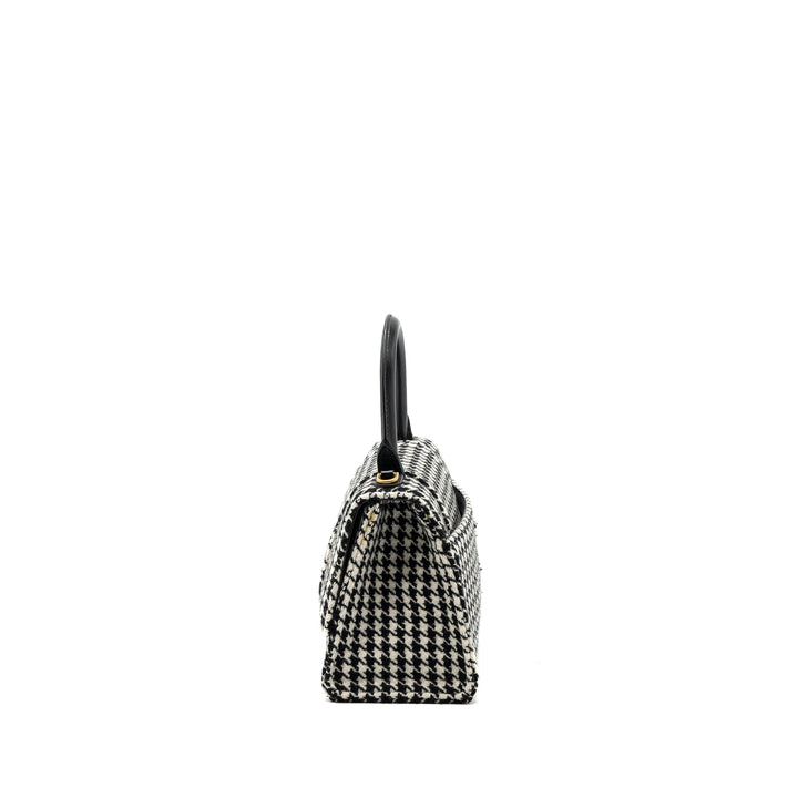 Top Quality Balenciaga Hourglass S Wool Houndstooth Black/White GHW
