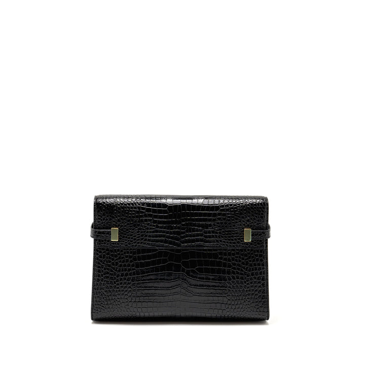Saint Laurent medium Manhattan bag croc embossed calfskin black GHW