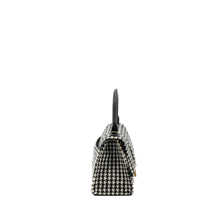 Top Quality Balenciaga Hourglass S Wool Houndstooth Black/White GHW