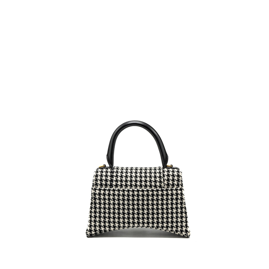 Top Quality Balenciaga Hourglass S Wool Houndstooth Black/White GHW