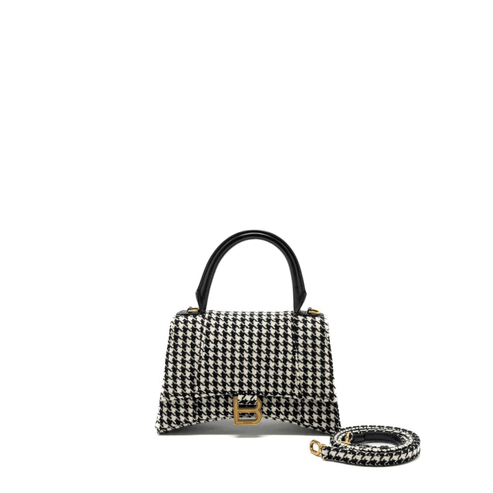 Top Quality Balenciaga Hourglass S Wool Houndstooth Black/White GHW