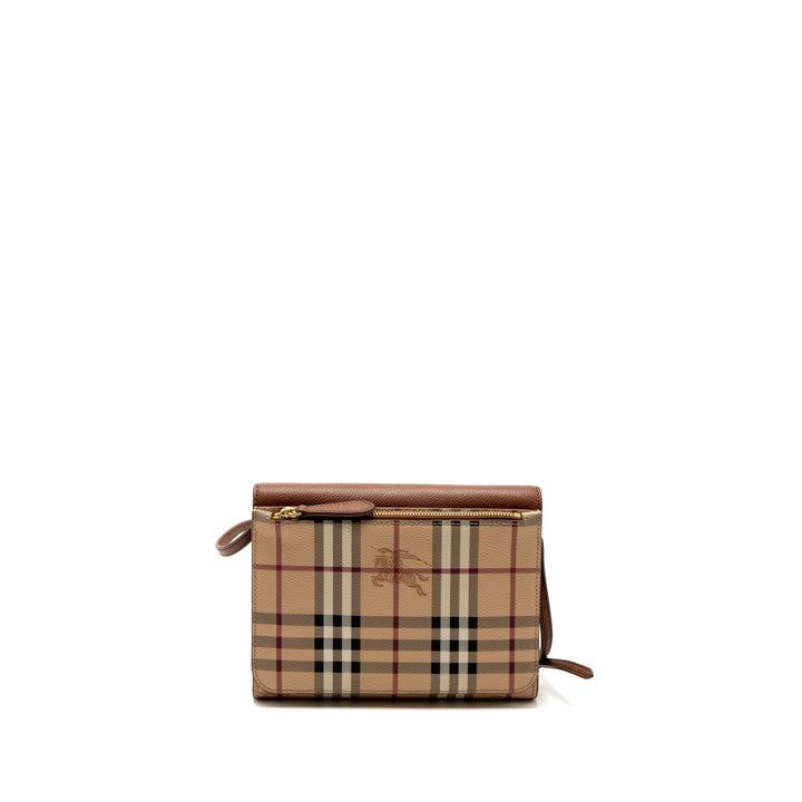 Burberry Flap Messenger Crossbody Bag Calfskin Brown/Multicolour GHW