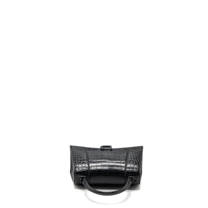Top Quality Balenciaga Hourglass S Croc-Embossed Calfskin So Black