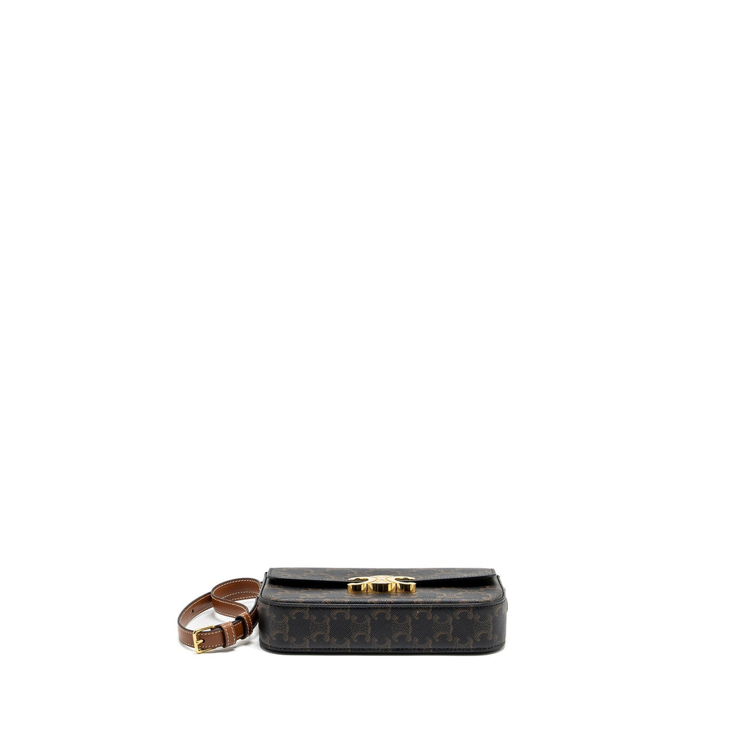 Top Quality Celine Triomphe Shouder Bag Triomphe Canvas / Calfskin Tan