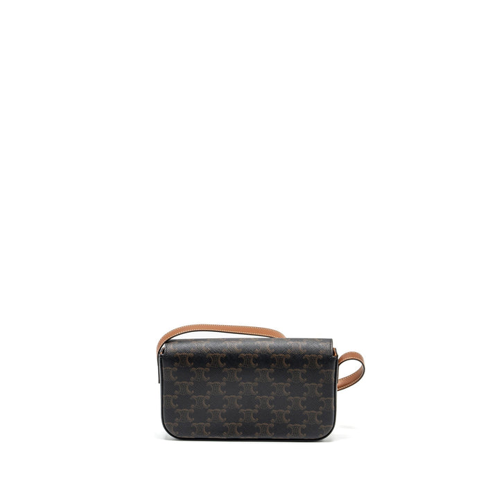 Top Quality Celine Triomphe Shouder Bag Triomphe Canvas / Calfskin Tan