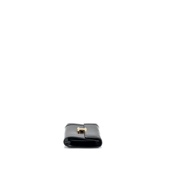 Top Quality Celine triomphe flap wallet with strap calfskin black