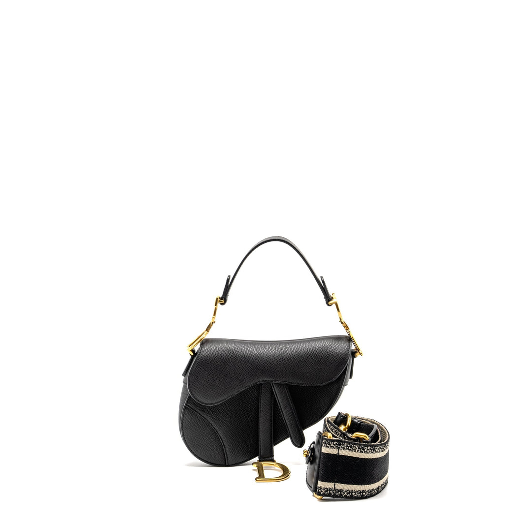 Top quality Dior MINI Saddle Bag Calfskin Black