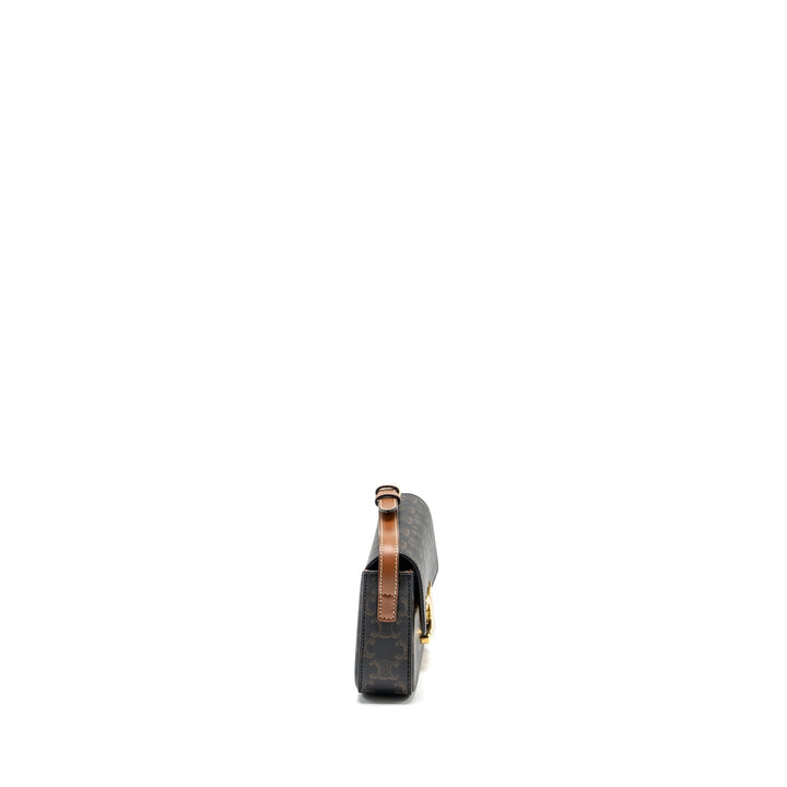Top Quality Celine Triomphe Shouder Bag Triomphe Canvas / Calfskin Tan