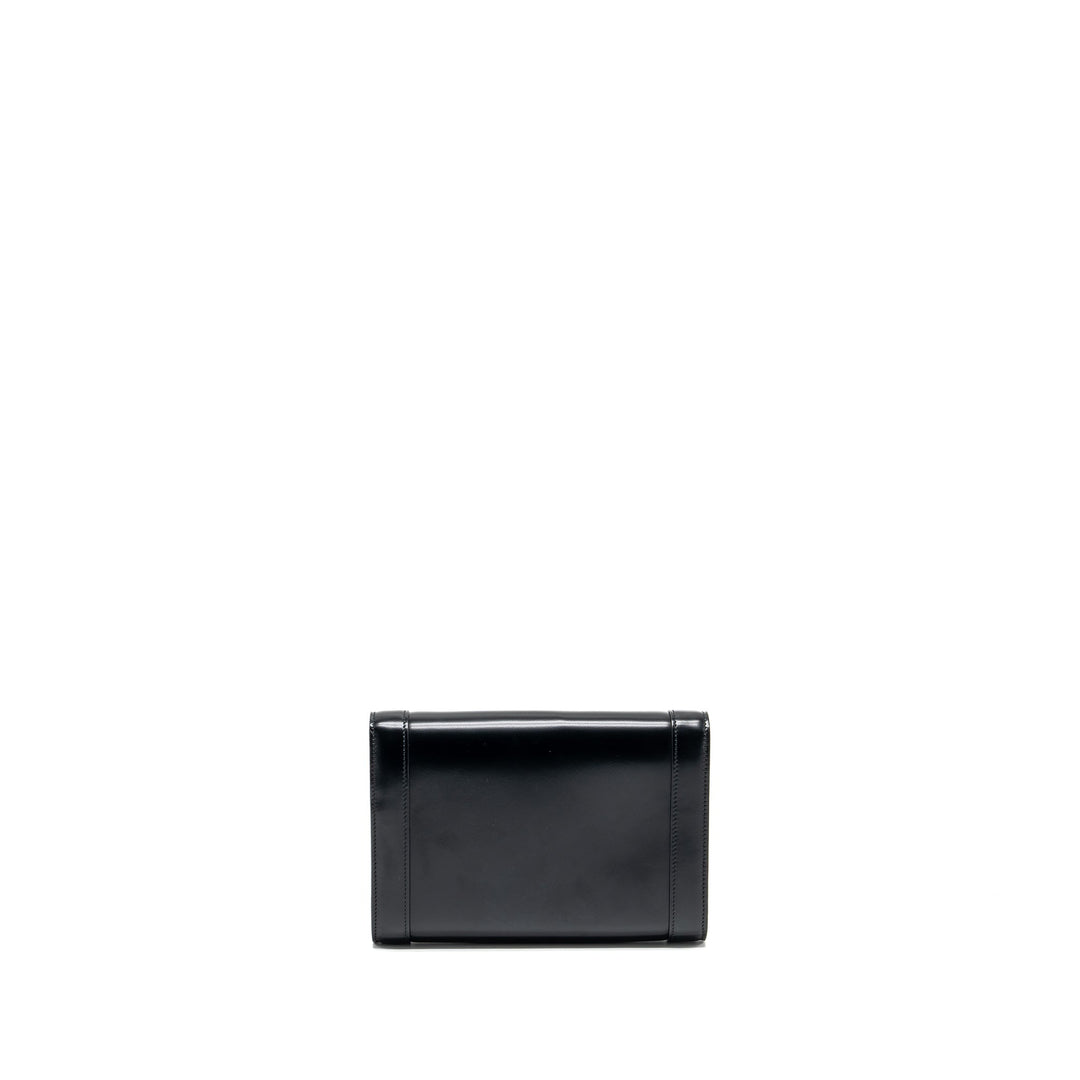 Top Quality Celine triomphe flap wallet with strap calfskin black
