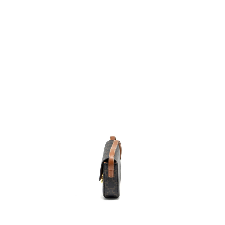 Top Quality Celine Triomphe Shouder Bag Triomphe Canvas / Calfskin Tan