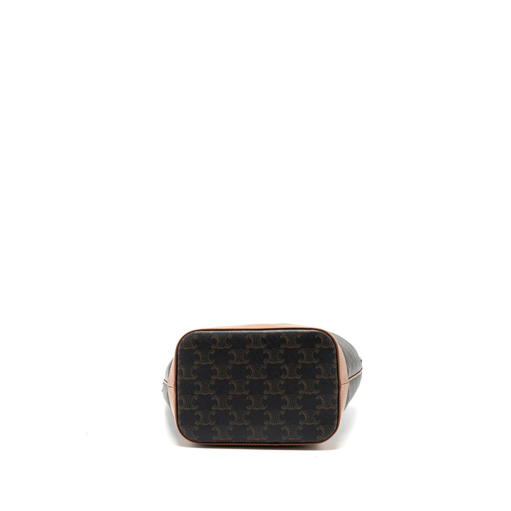 Celine small bucket IN TRIOMPHE CANVAS AND CALFSKIN TAN