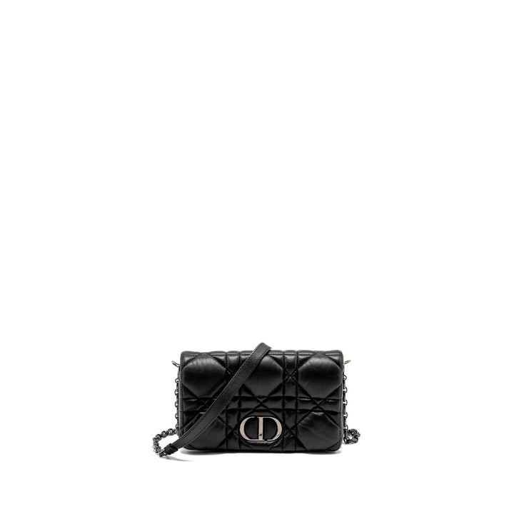 Top quality Dior Mini Caro Flap Bag Calfskin Black/ Black Hardware