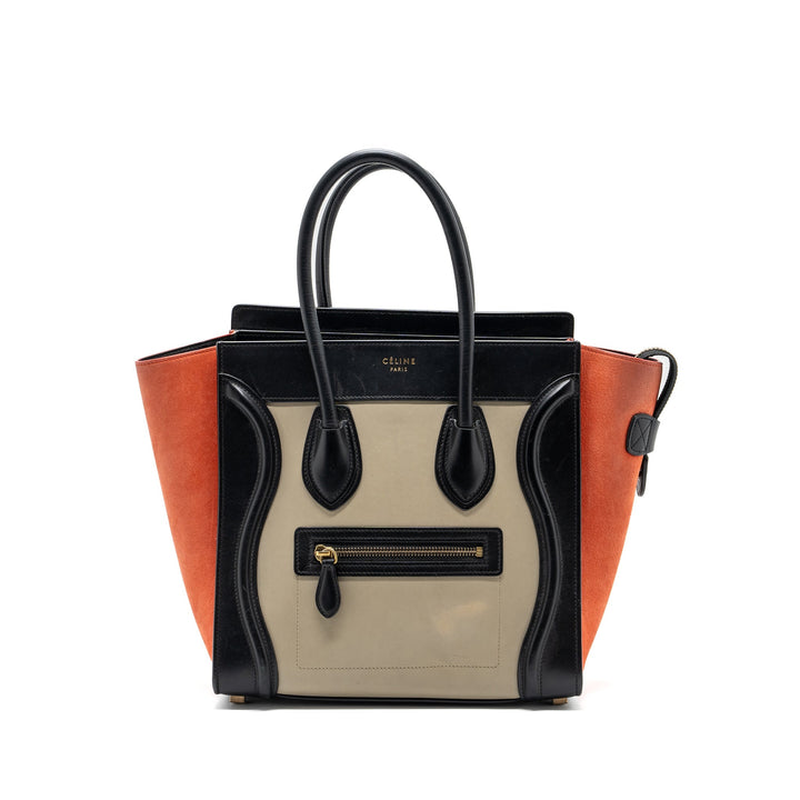 Celine micro luggage calfskin / suede leather multicolour
