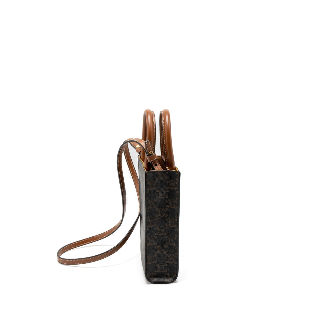 Celine Mini Vertical Cabas Triomphe Canvas Brown