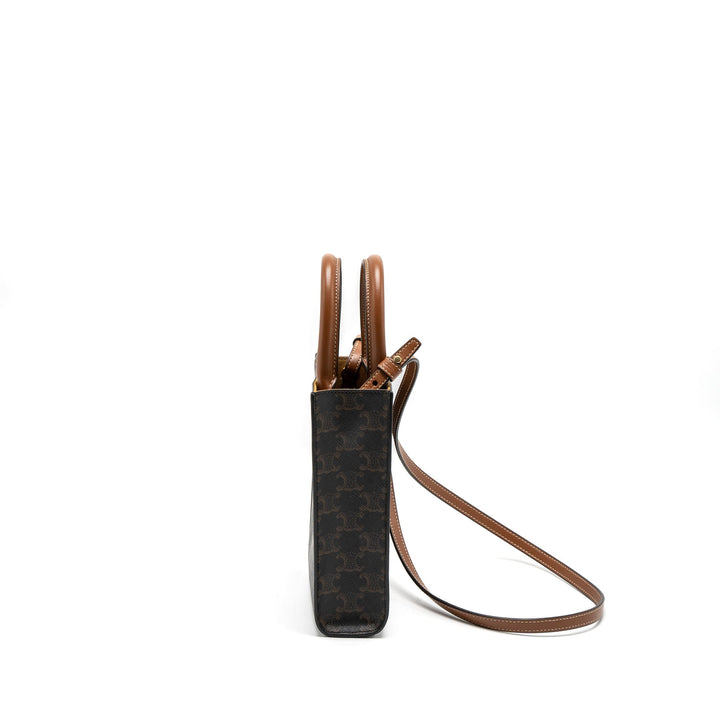 Celine Mini Vertical Cabas Triomphe Canvas Brown