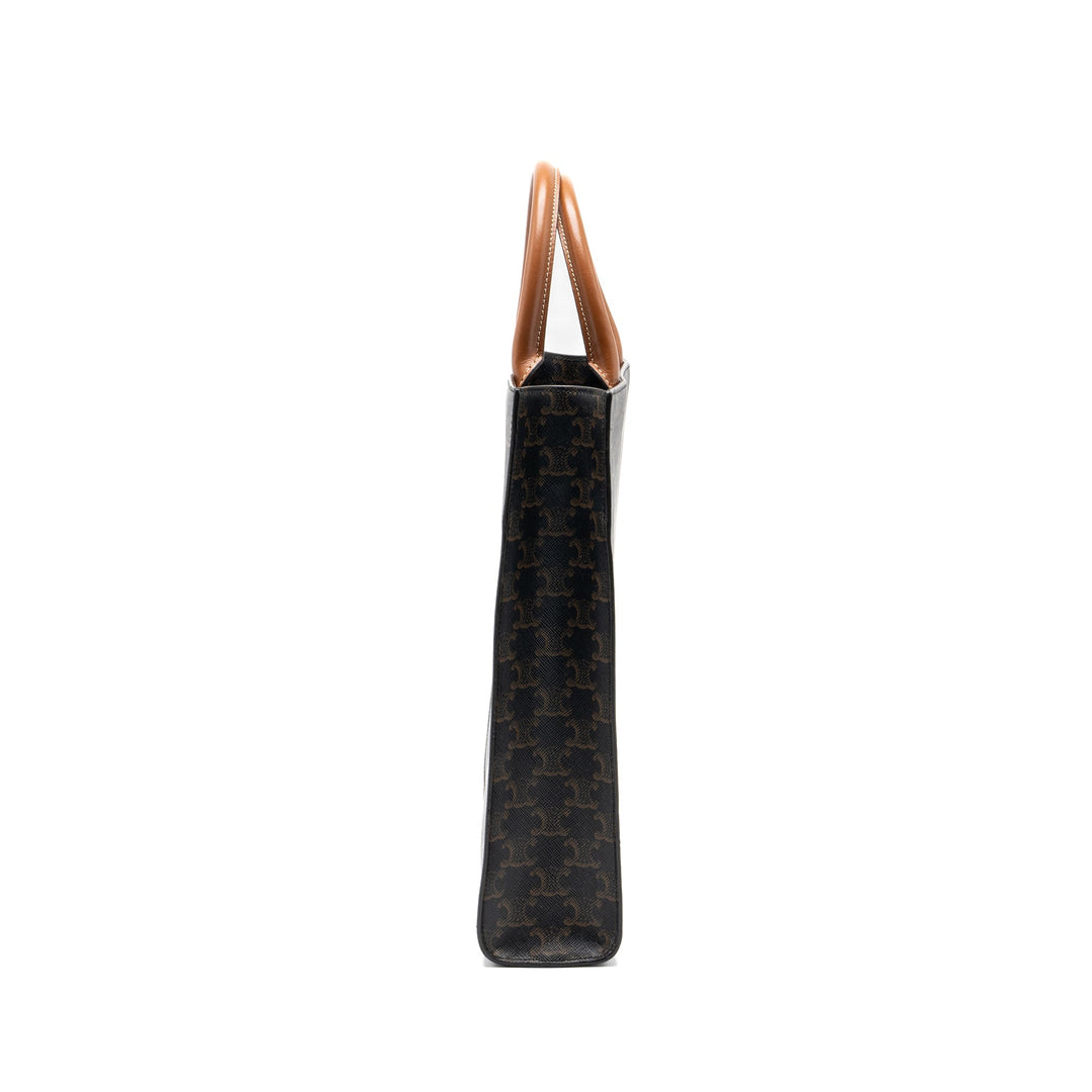 Top Quality Celine Small Cabas Vertical In Triomphe Canvas/Calfskin Tan