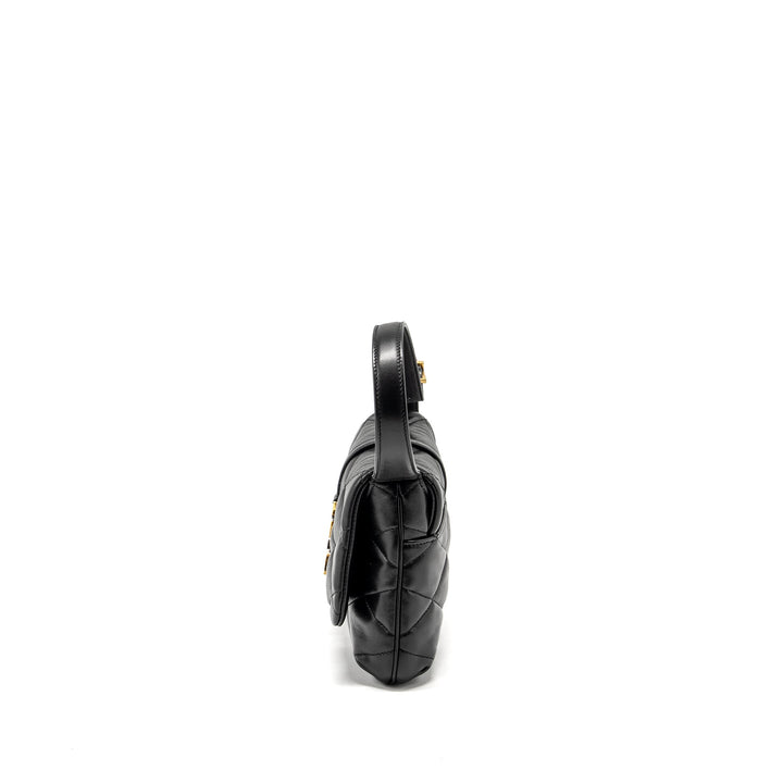 Saint Laurent/YSL LE 57 Quilted Hobo Shoulder Bag Lambskin Black Multicolour Hardware