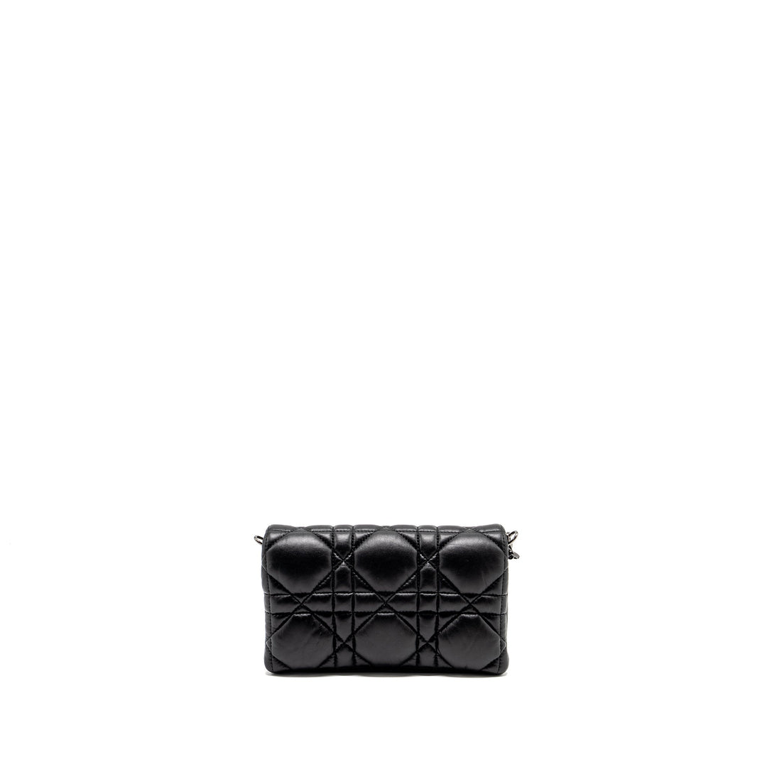 Top quality Dior Mini Caro Flap Bag Calfskin Black/ Black Hardware