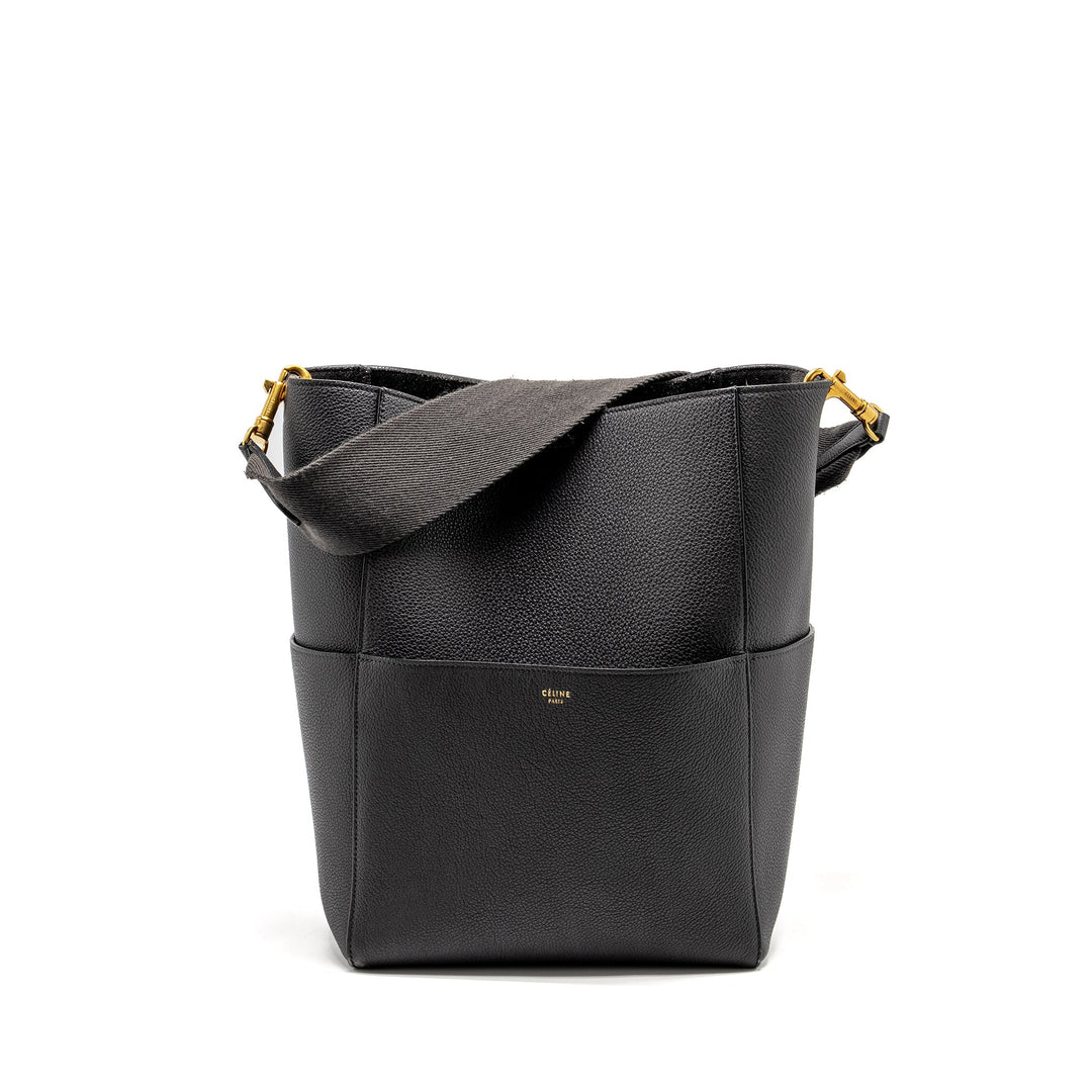 Top Quality Celine Sangle Bucket Bag Calfskin Dark Grey