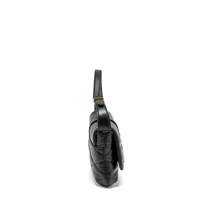 Saint Laurent/YSL LE 57 Quilted Hobo Shoulder Bag Lambskin Black Multicolour Hardware