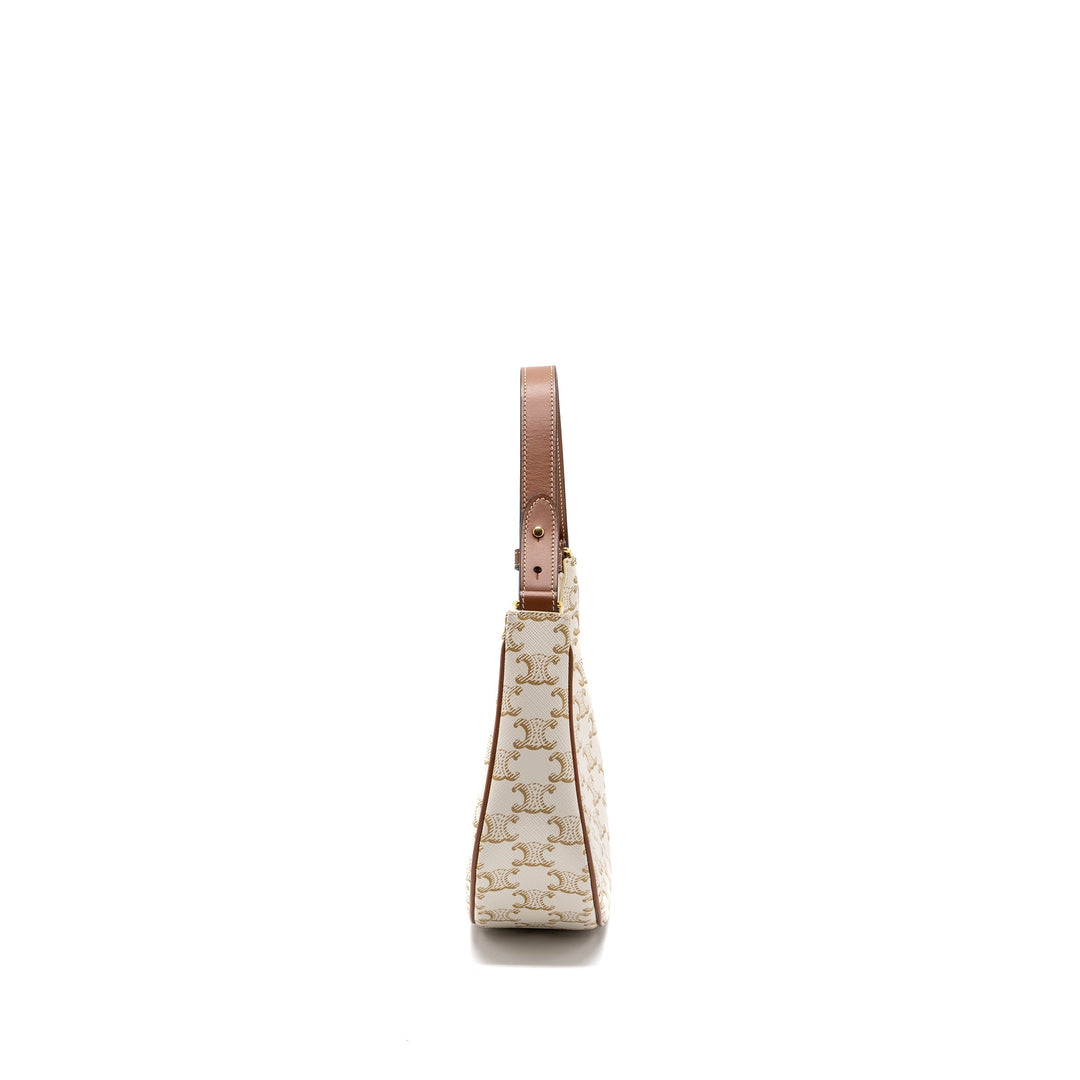 Celine Ava Bag Triomphe Canvas/Calfskin White