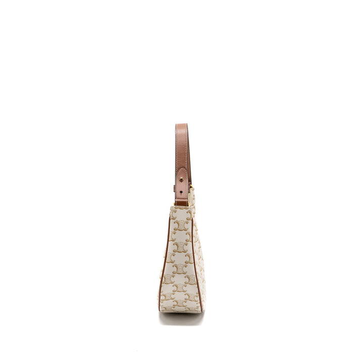 Celine Ava Bag Triomphe Canvas/Calfskin White