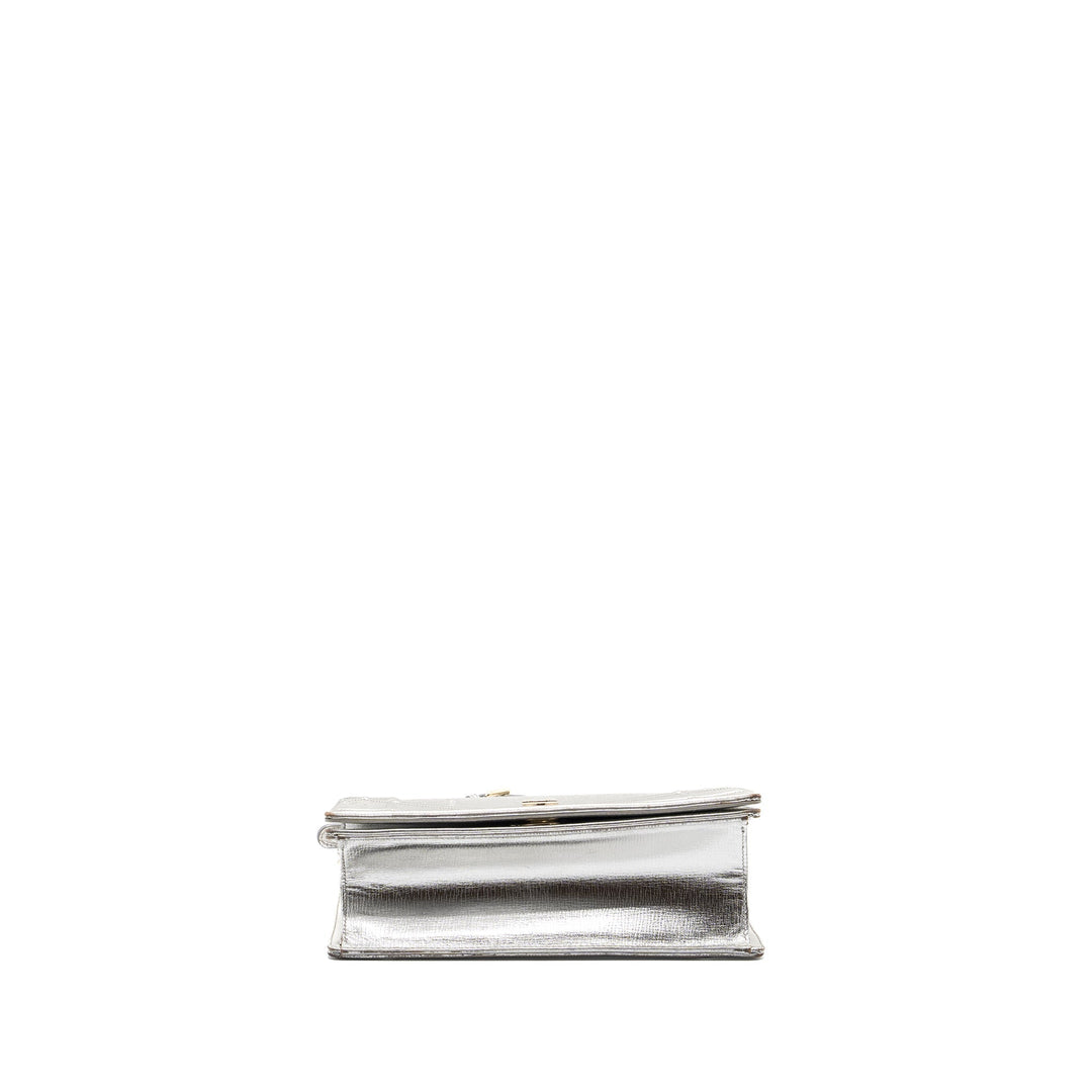 Top quality Dior Top quality Diorama Bag Goatskin Metallic Silver