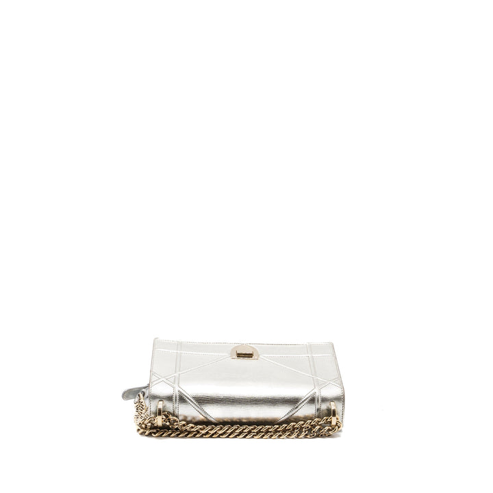 Top quality Dior Top quality Diorama Bag Goatskin Metallic Silver