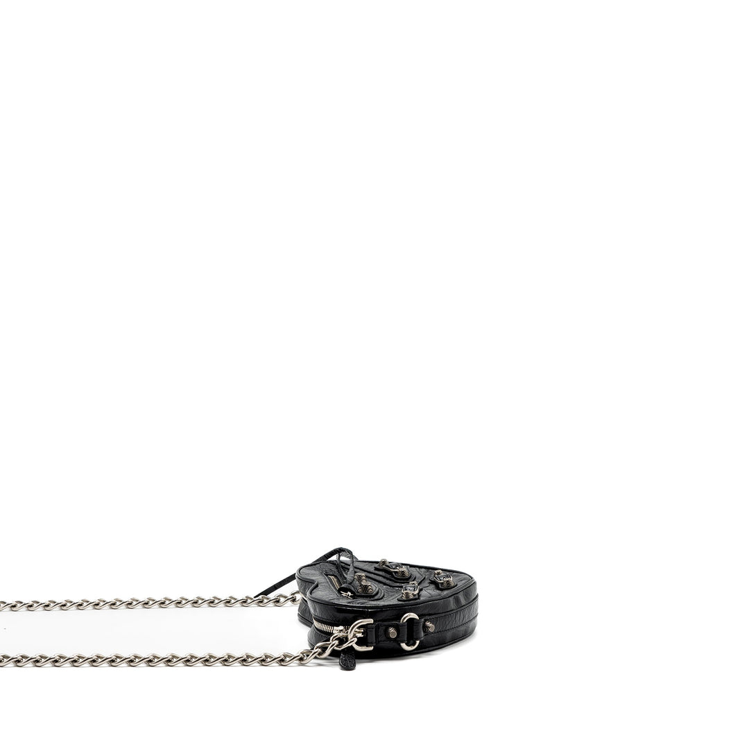 Top Quality Balenciaga Le Gagole Heart Mini Bag Arena Lambskin Black Ruthenium Hardware