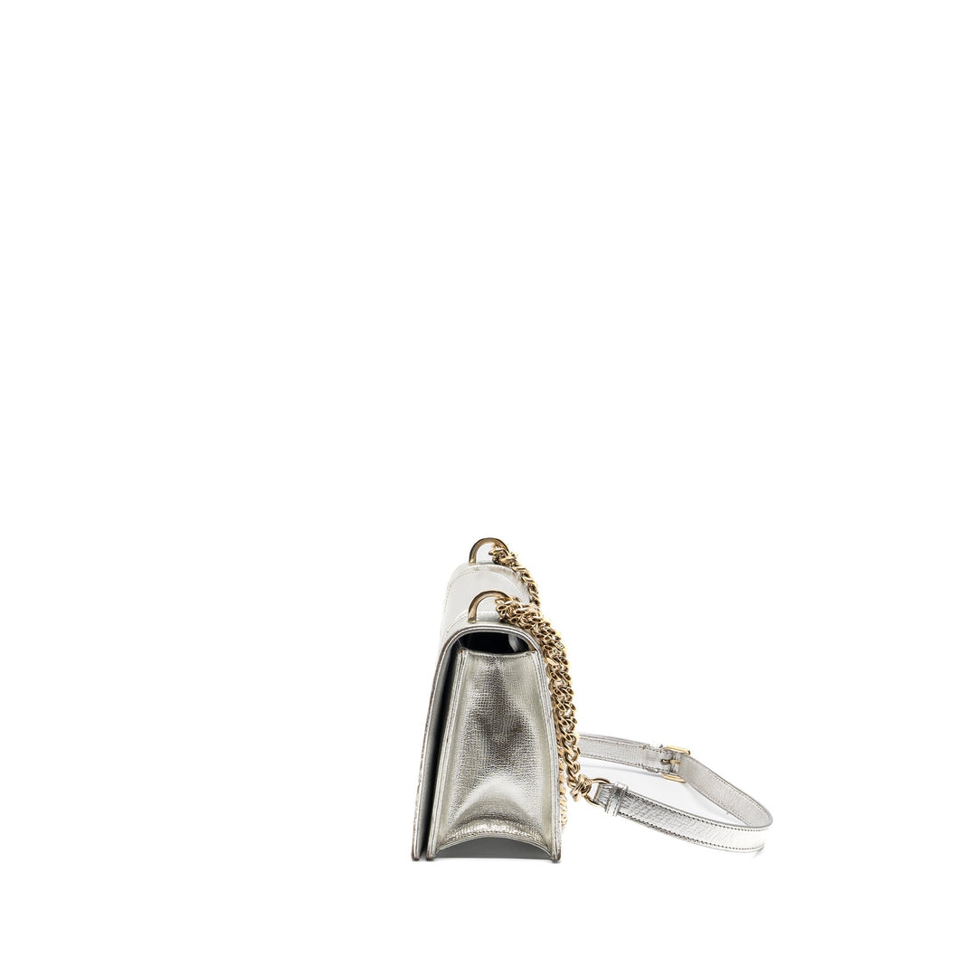 Top quality Dior Top quality Diorama Bag Goatskin Metallic Silver