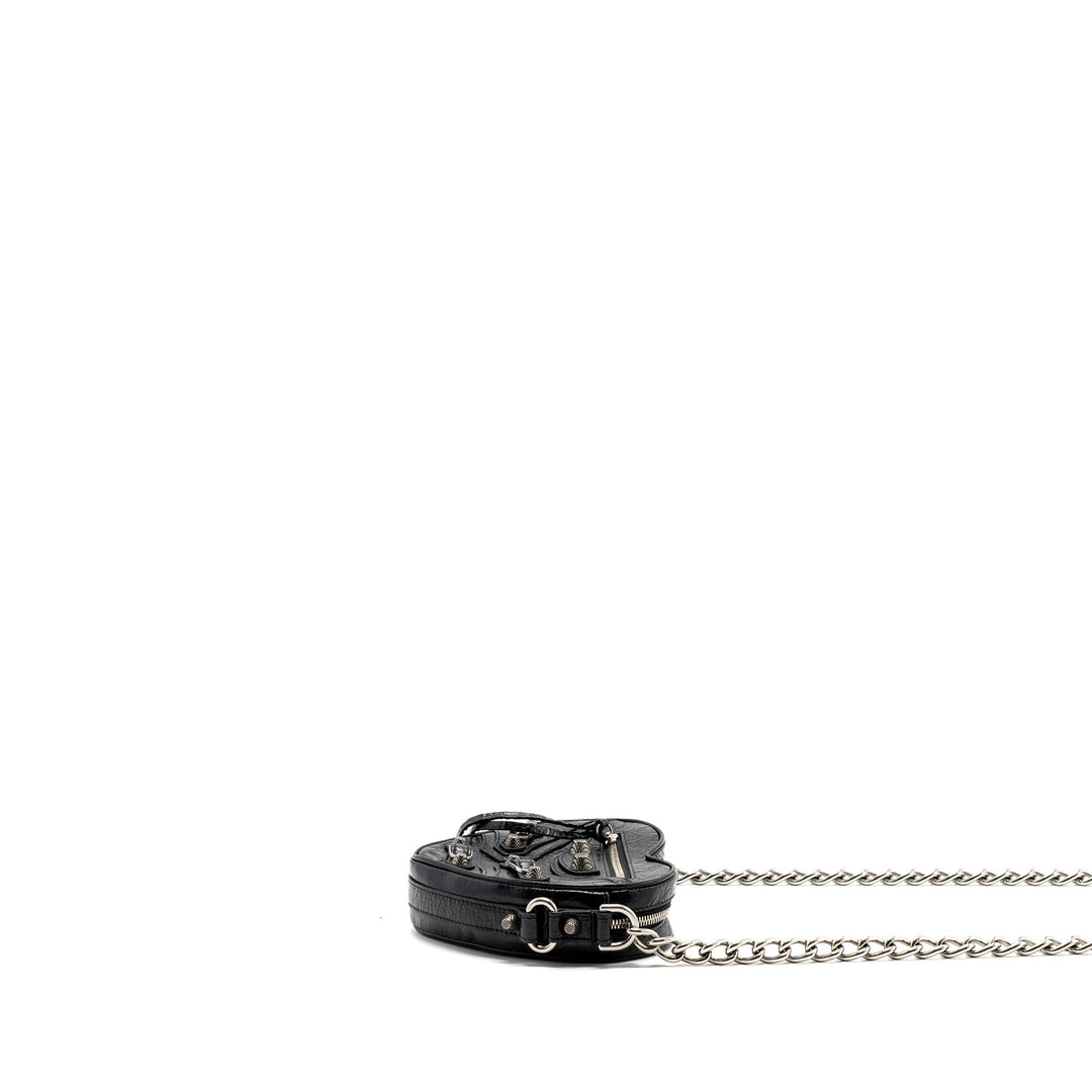Top Quality Balenciaga Le Gagole Heart Mini Bag Arena Lambskin Black Ruthenium Hardware