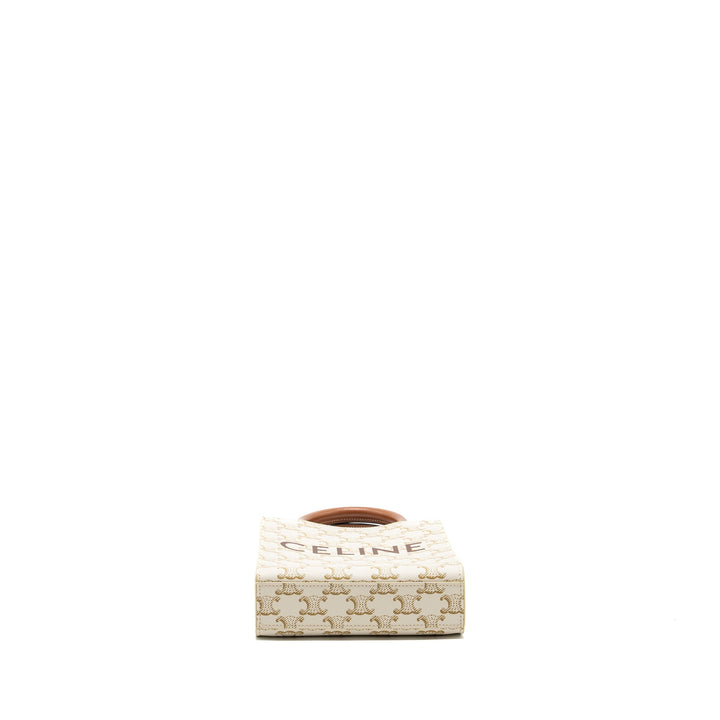 Celine Mini Vertical Cabas Triomphe Canvas/Calfskin White