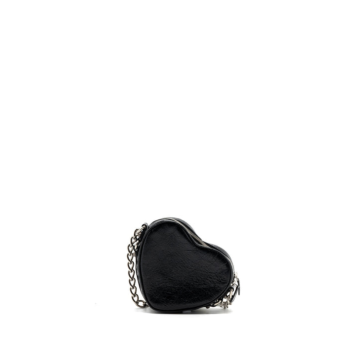 Top Quality Balenciaga Le Gagole Heart Mini Bag Arena Lambskin Black Ruthenium Hardware