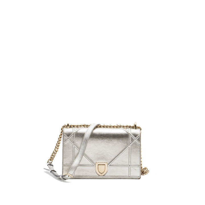 Top quality Dior Top quality Diorama Bag Goatskin Metallic Silver
