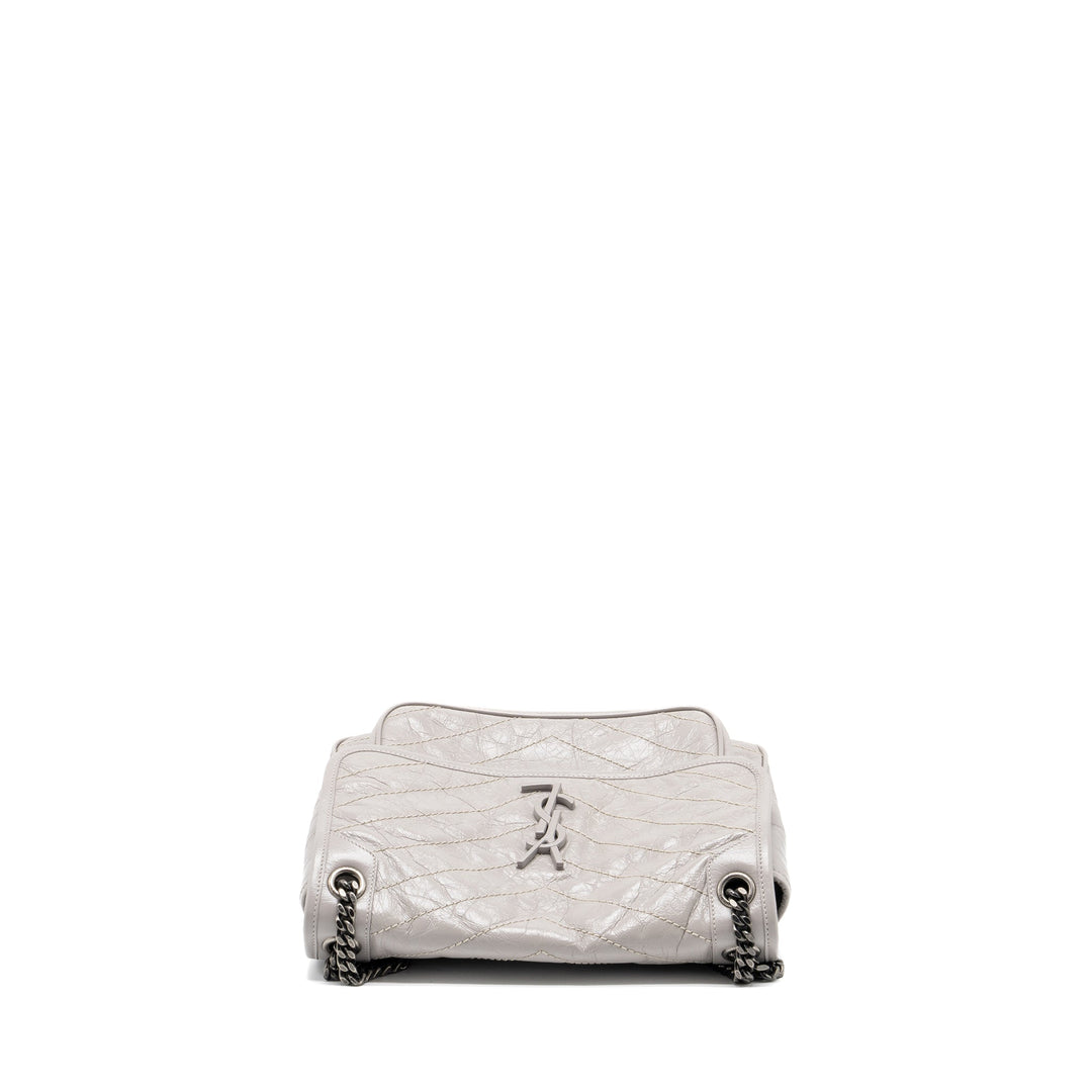 Saint Laurent Medium Niki Bag Calfskin Grey Ruthenium Hardware