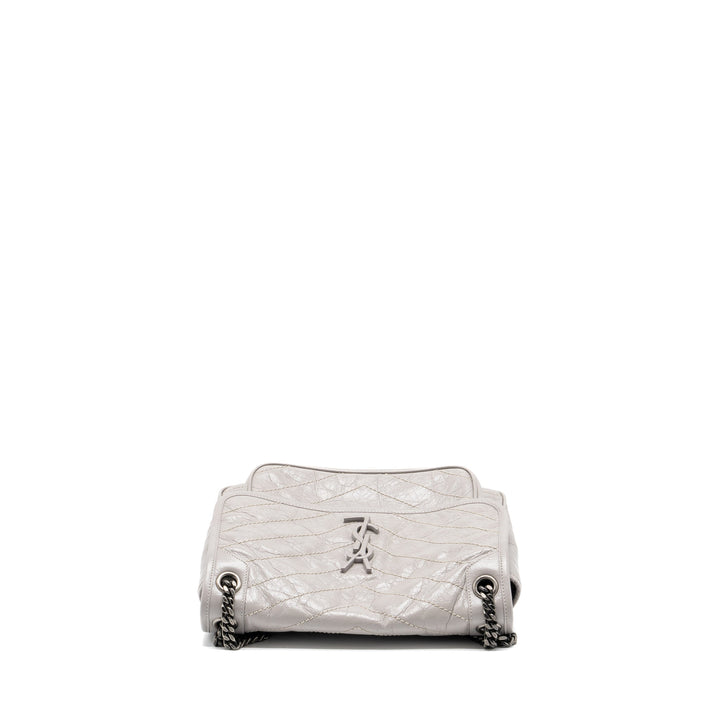 Saint Laurent Medium Niki Bag Calfskin Grey Ruthenium Hardware