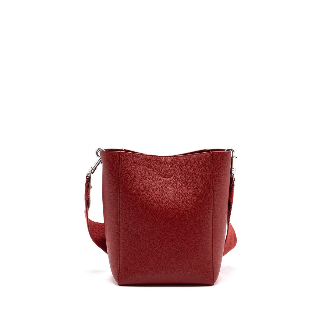 Top Quality Celine Sangle Small Bucket Bag Grained Calfskin Red