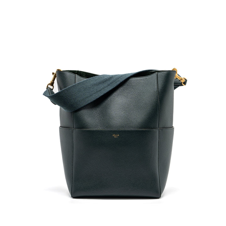 Top Quality Celine Sangle bucket bag calfskin dark green