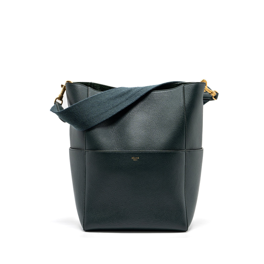 Celine Sangle bucket bag calfskin dark green