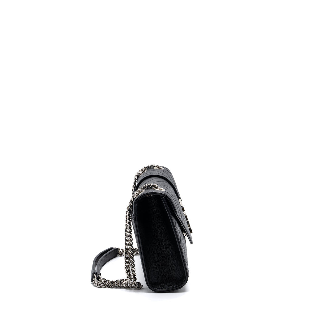 Saint Laurent/YSL Envelope Medium Chain Bag Grained Calfskin Mix Matelasse Black SHW