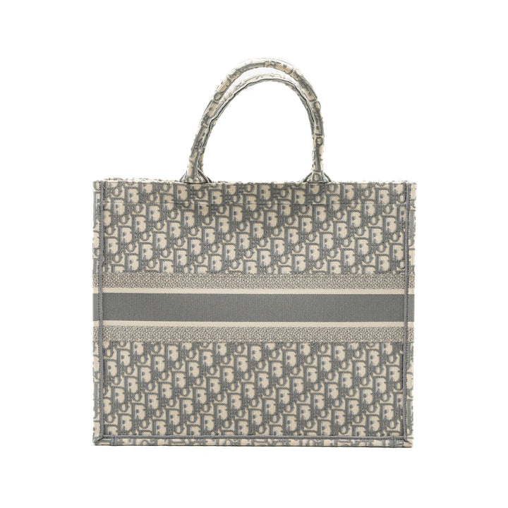 Top quality Dior Large Book Tote Top quality Dior Oblique Embroidery Ecru/Grey