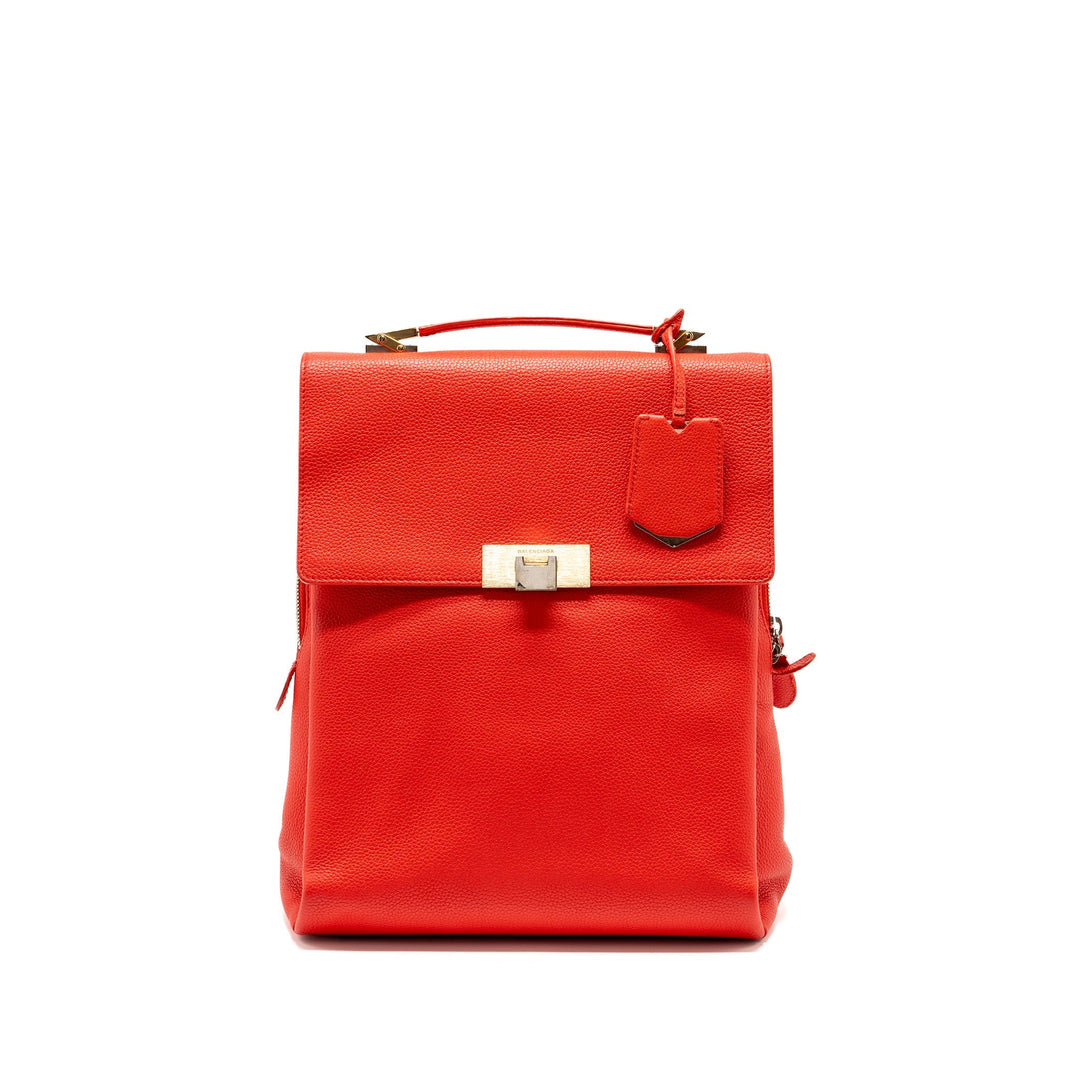 balenciaga backpack calfskin red GHW