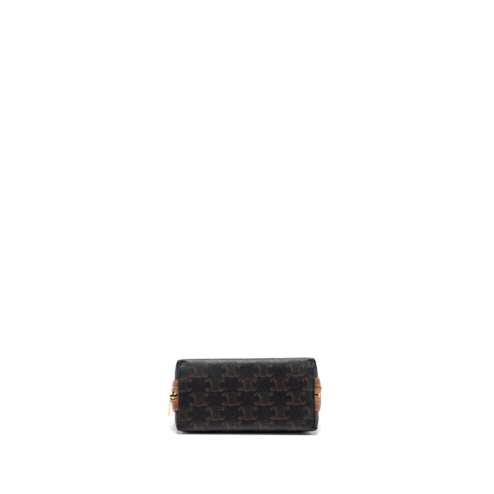 Celine Clutch With Chain Triomphe Canvas/Lambskin Tan