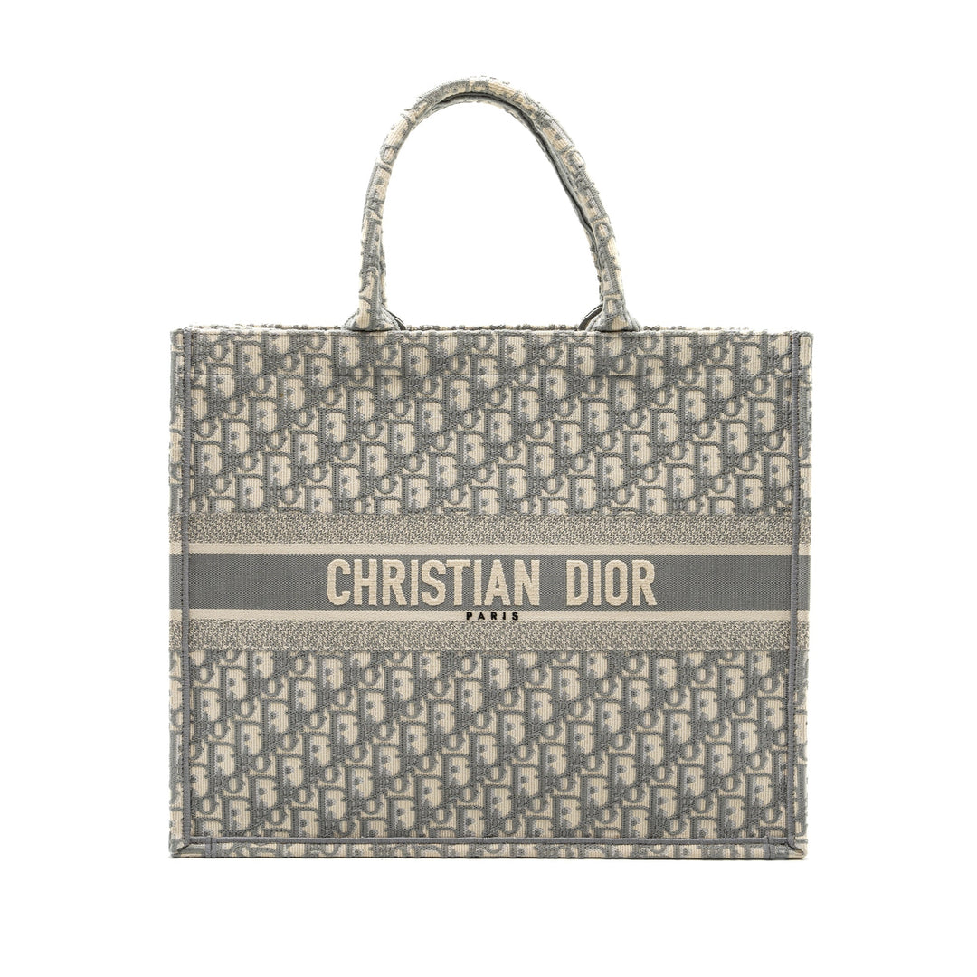 Top quality Dior Large Book Tote Top quality Dior Oblique Embroidery Ecru/Grey