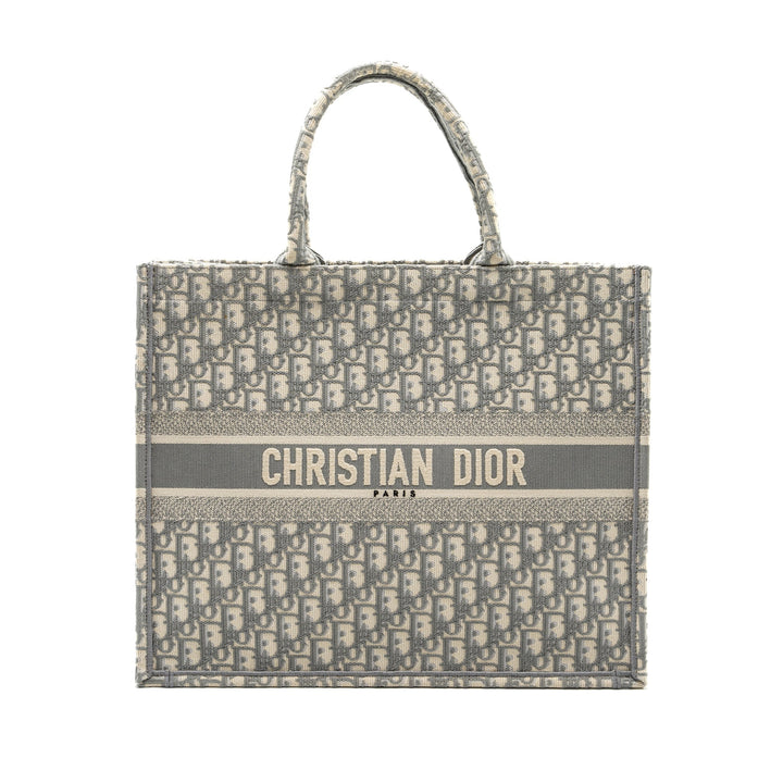 Top quality Dior Large Book Tote Top quality Dior Oblique Embroidery Ecru/Grey